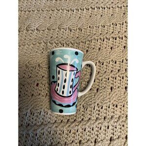 Jay Imports Pink & Blue Coffee Mug‎ Cup Latte Size 5.75” Tall